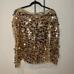 Free People sheer Gold Palette Top